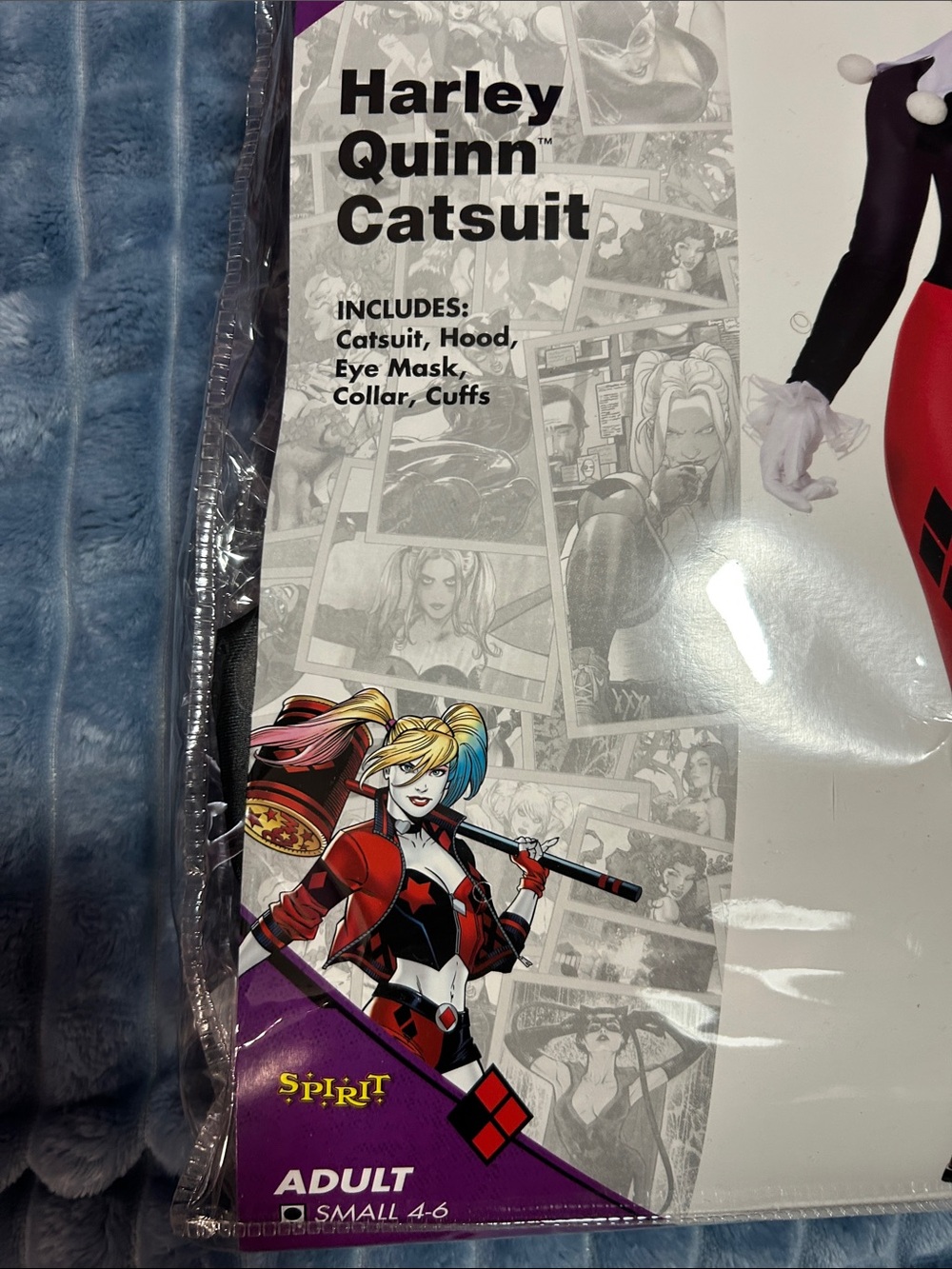 DC Harley Quinn Red and Black Jester Catsuit Costume - Picture 3 of 6